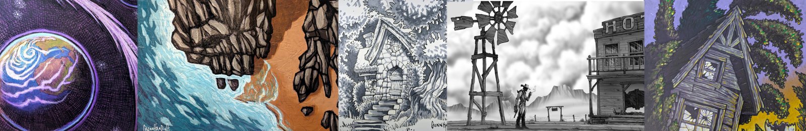 Collage of artwork by Glenn Harding